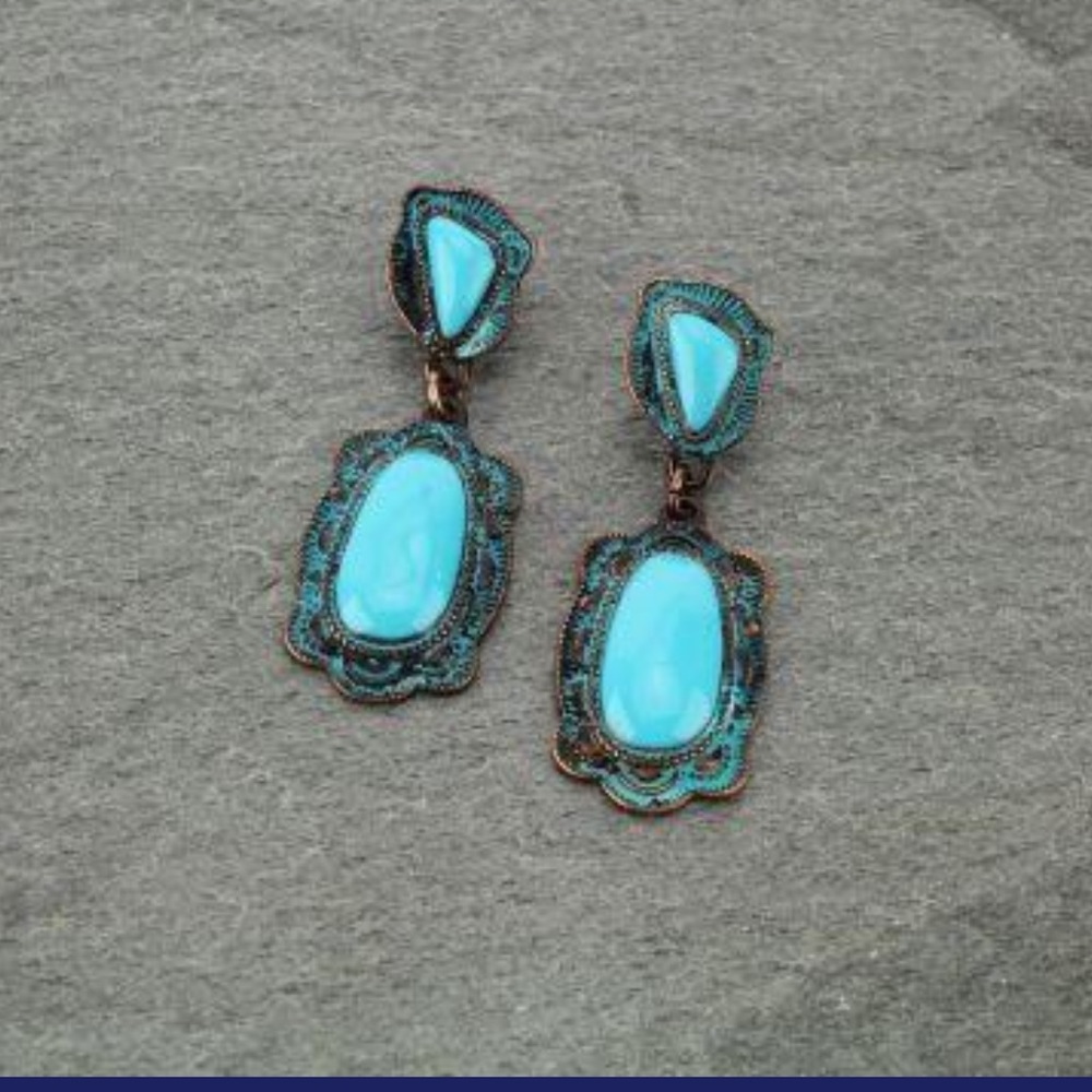 Western turquoise drop earrings